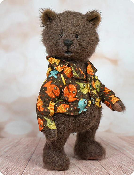 Bear Oliver teddy bear in shirt by Irina Trushkovska