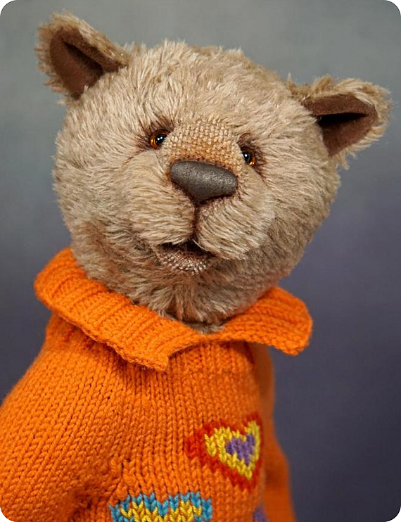 Bear Orisson teddy bear wearing sweater by Irina Trushkovska Size: 32cm