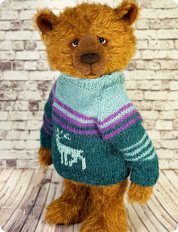 Big Brown Bearwearing sweater by Irina Trushkovska Size: 32cm