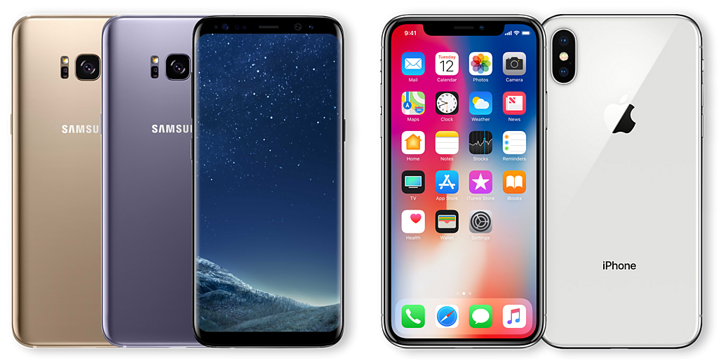 Безрамочные флагманы Samsung и Apple Samsung Galaxy S8 и iPhone X
