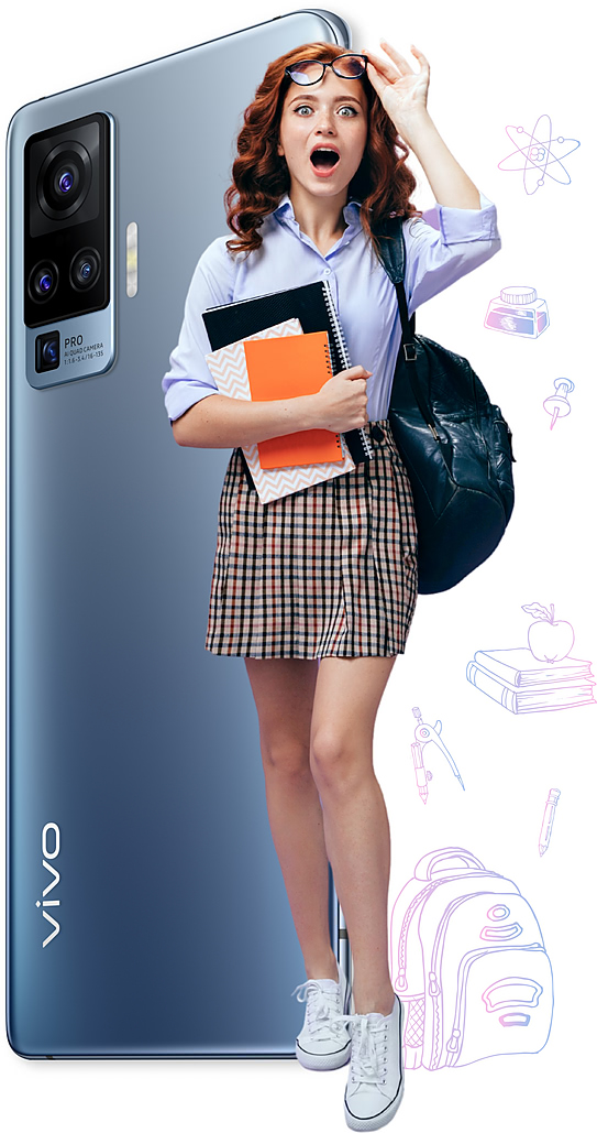 vivo X50PRO для студентов Студентка со смартфоном
