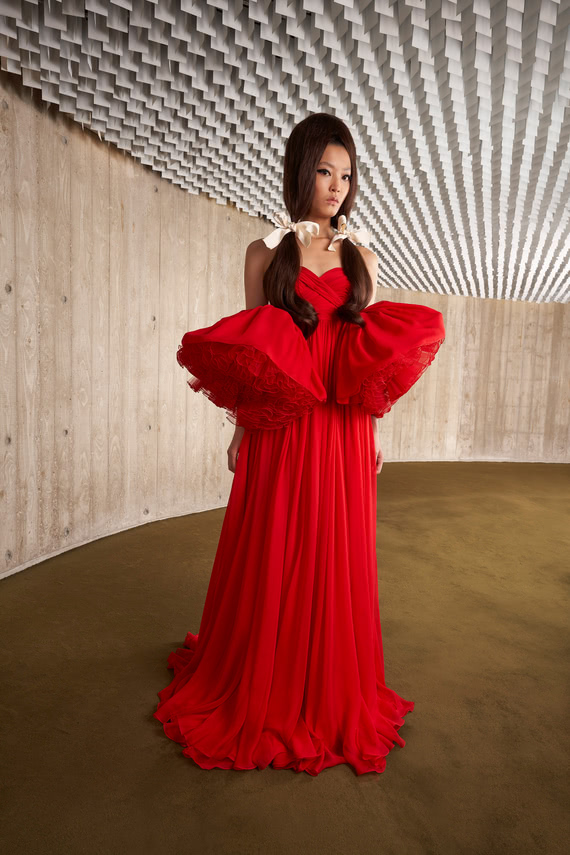 Giambattista Valli красное платье с массивными бантами