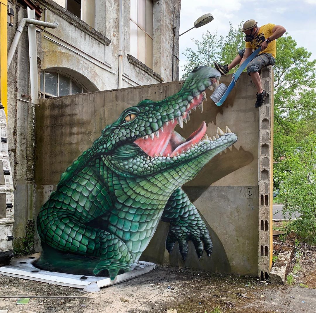 3D-рисунок с крокодилом
