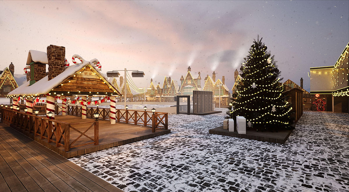 Одна из локаций на Osocor Winter Village Osocor Winter Village деревня